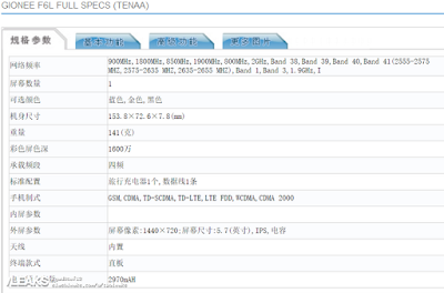 Gionee F6L with full HD