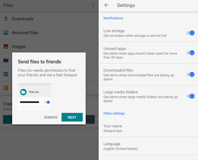 Google file go let you clear cache of android