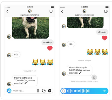 Instagram voice messaging