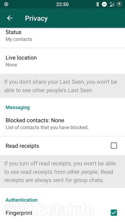 Fingerprint whatsapp