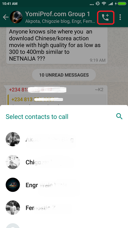 whatsapp group call video