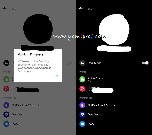 Facebook Dark mode