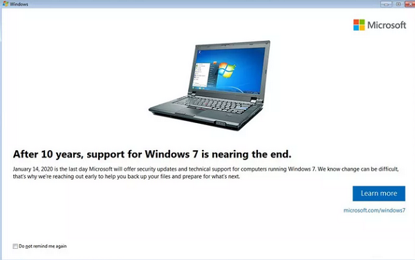 Windows 7 end of support