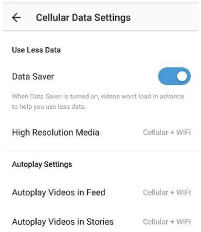 instagram data saving 