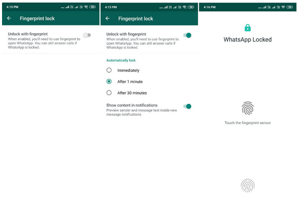 whatsapp fingerprint lock