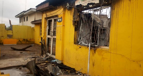 Burnt MTN Office in Ibadan