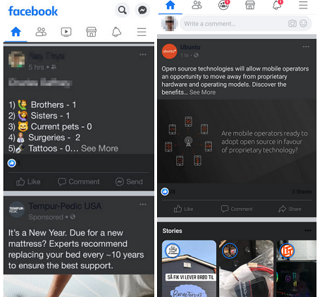 Facebook dark mode on android