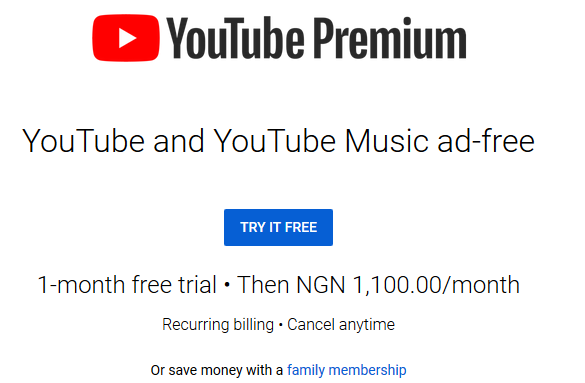 YouTube Premium annual subscription