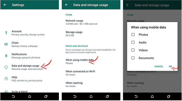 whatsapp data usage