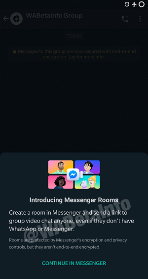 whatsapp messenger room shortcut