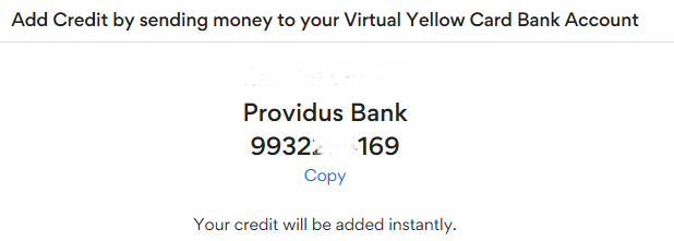 YellowCard bank deposit