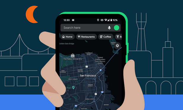 Google Android Map dark mode