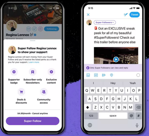 Twitter Super follows premium features