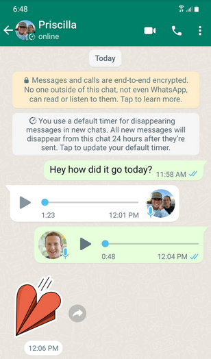 WhatsApp disappearing messages